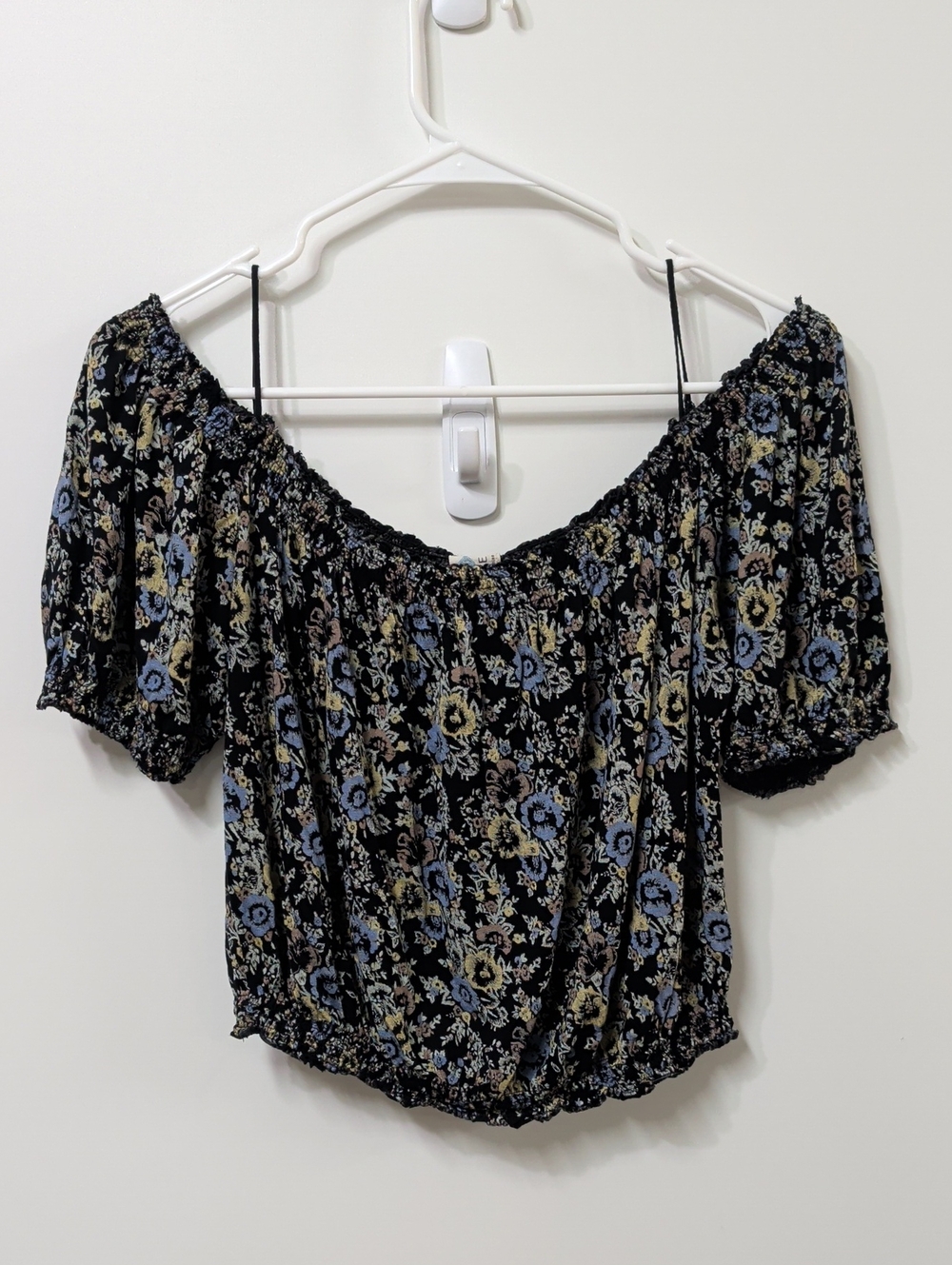 Free People Floral Off-The-Shoulder Cropped Blouse Size Small